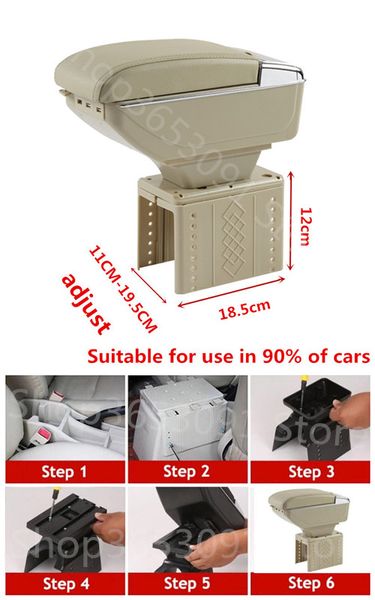 

universal arm rest center centre console storage box cup holder dual layer armrest car styling leather pu
