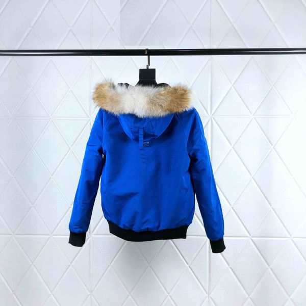 

canada casual goose luxury mens winter jacket high end fashion brand designer down jacket large fur collar blue casual coat, Black