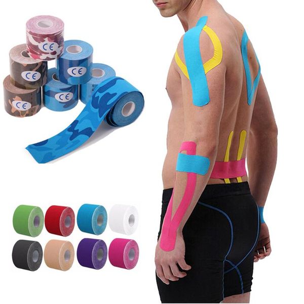 

elbow & knee pads 2021 style elastic roll adhesive tape 5cm*5cm sports muscle bandage care kinesiology support sport, Black;gray