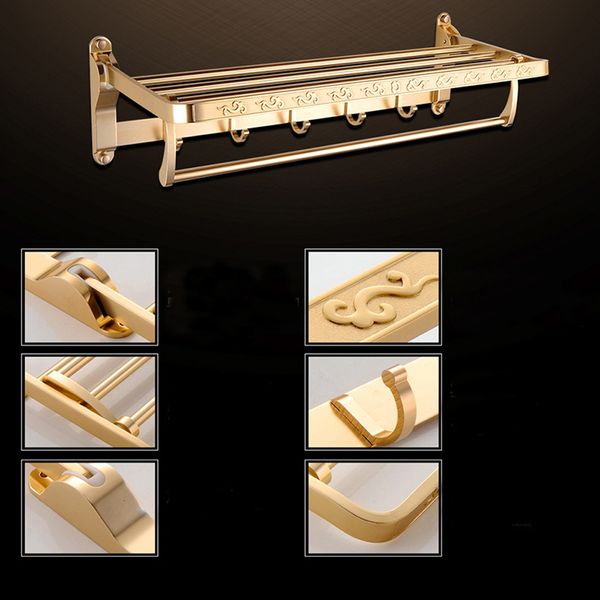 

foldable wall mounted towel rack holder bar shelf rail storage bathroom
