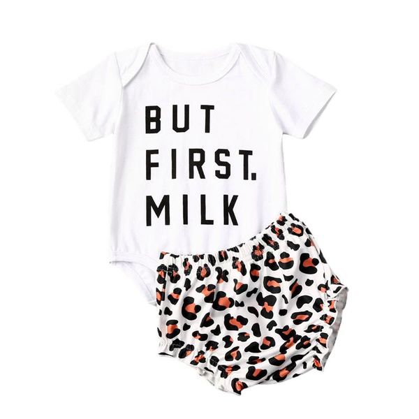 

citgee0-24m summer toddler baby girl clothes short sleeve romper leopard shorts outfits, White