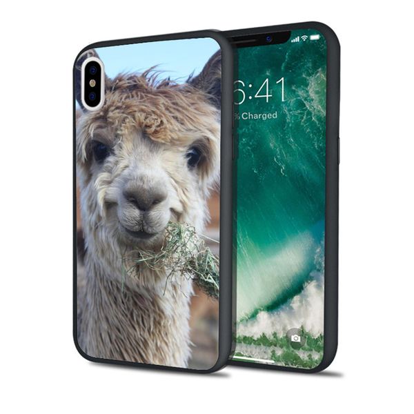 

coque luxury lama alpaca smiling phone case for iphone 11 pro xs max xr 8 7 6s plus 5s se 5 case black soft silicone tpu cover.