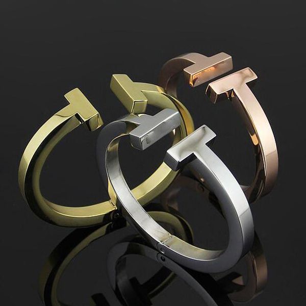 

brand designer bracelet factory price wholesale double t bracelets 18k rose gold black titanium steel bracelet 2018 fashion bracelets