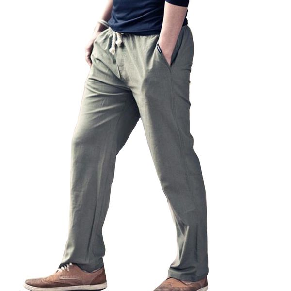 

left rom 2019 men's cotton and linen in spring trousers men's linen thin model/male elastic waist loose comfortable haroun pants, Black