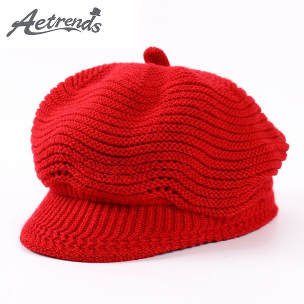 

aetrends] woman hat knitted octagonal hats for women vintage octagonal cap women hats sombrero mujer sombrero z-6598, Blue;gray