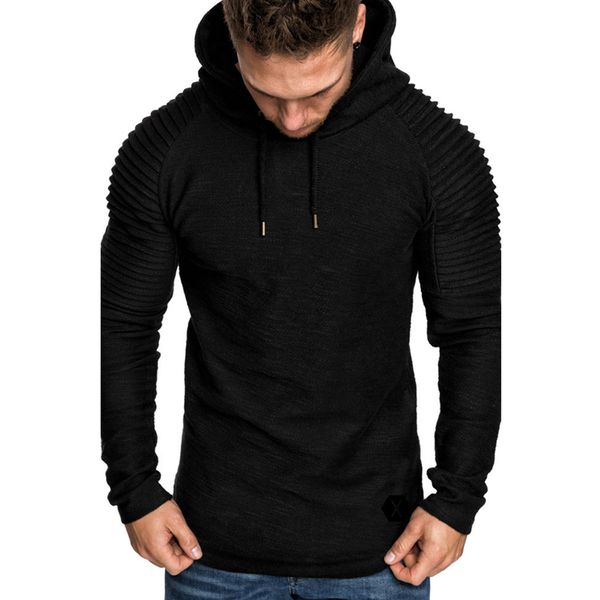 Großhandel - Herren Fitness Tops Herbst Frühling Neue Mode Hoodie Große Größe 3XL Langarm Einfarbig Kapuzenpullover Pullover