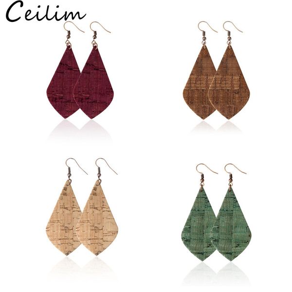 

imitation wood grain leather earrings 4 color double-sided drop earring unique design leather earrings for women girls jewelry of christmas, Golden