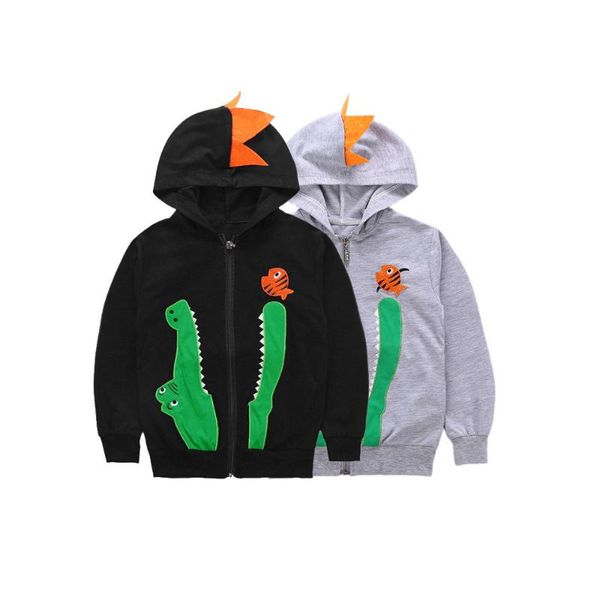

fashion kids baby boys girls cartoon embroidery hooded pullover cotton clothes zipper coat 2018 autumn winter, Blue;gray