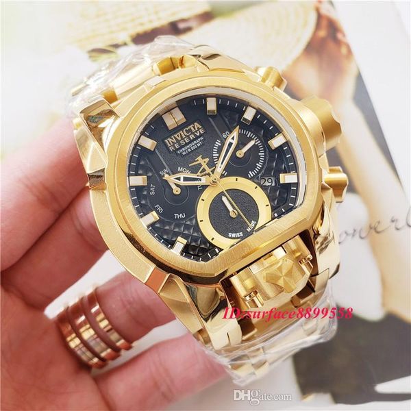 

oringal mens dual movement 52mm 28410 reserve jt bolt zeus magnum gold chronograph watch, Slivery;brown