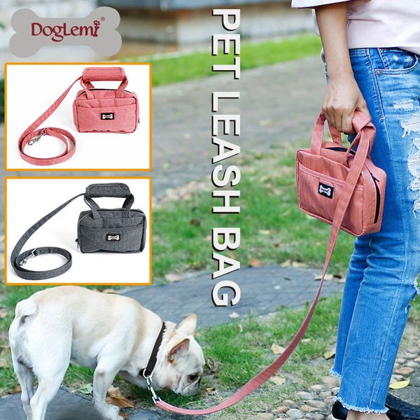 

pet dog leash with treat bag waterproof dog walking leash with functional carrier bag set poopbag dispenser for dogs