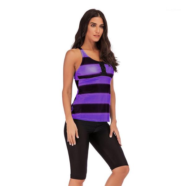 

striped crew neck womens swimsuit casual plus size womens clothing 2pcs sets womens designer swimsuit gradient, White;black