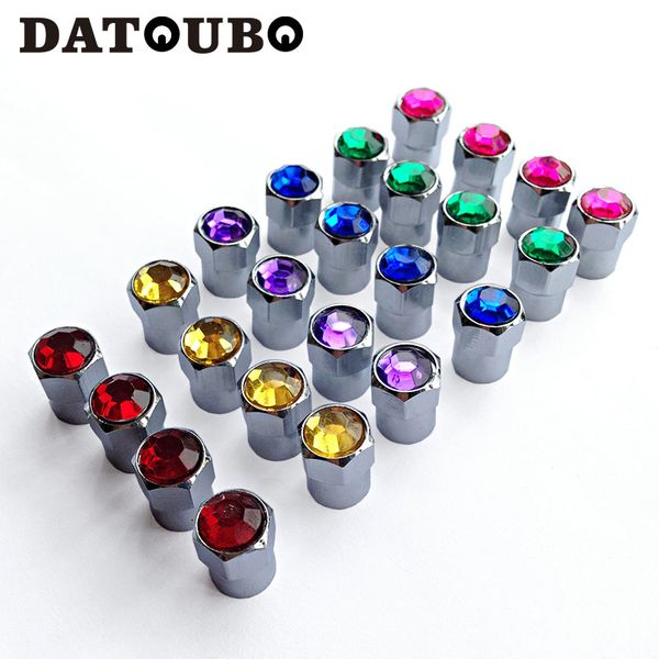 

datoubo 20pcs brass material with chrome plated,hex design car wheel mixed color diamond crystal tire valve and caps,crystal