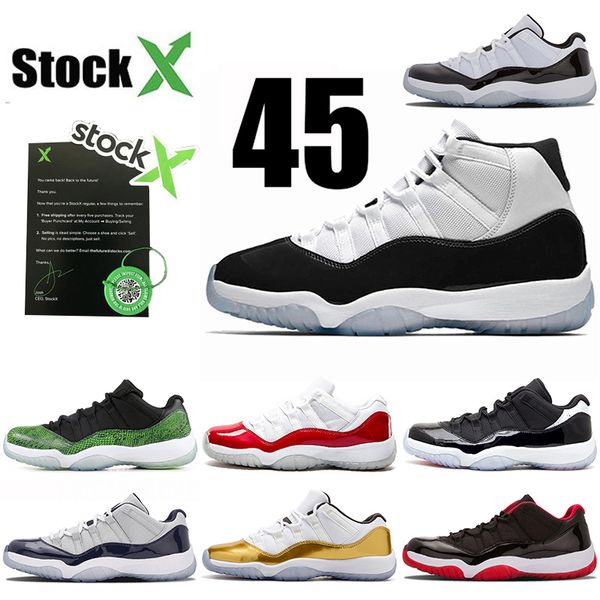 

concord high 45 low basketball shoes 11 air jordan retro 11s mens women fashion sport brand designer sneakers for 5.5-13, White;red