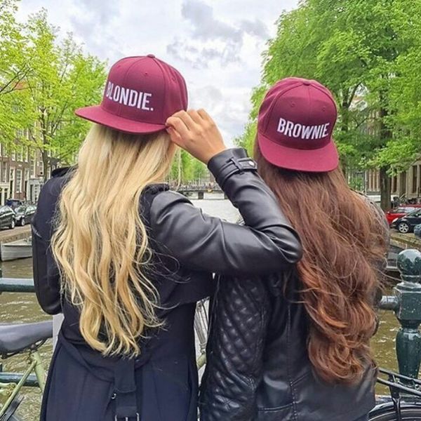 

blondie brownie embroidery snapback hats girlfriend women gifts for her burgundy baseball caps hiphop adjustable gorras, Blue;gray