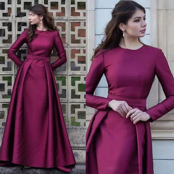 

2020 long sleeves plus size arabic african prom burgundy dresses muslim evening gowns formal party dress, Black