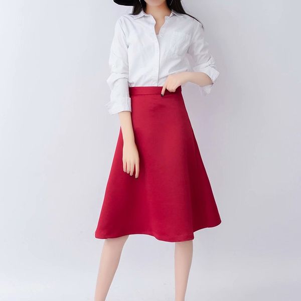 

2019 new cashmere long skirt wool knit a word skirt female long section high waist solid color loose umbrella moda mujer, Black