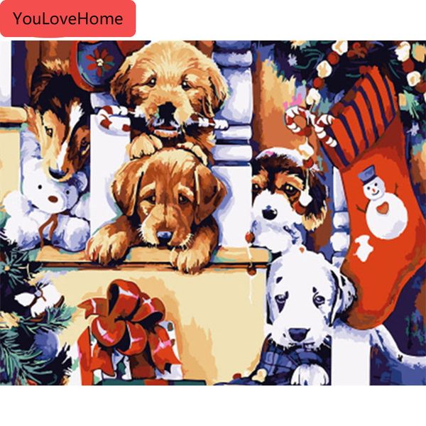 

painting by numbers kits drawing canvas handpainted dog animal picture diy art home decoration christmas gift diy picture art kits
