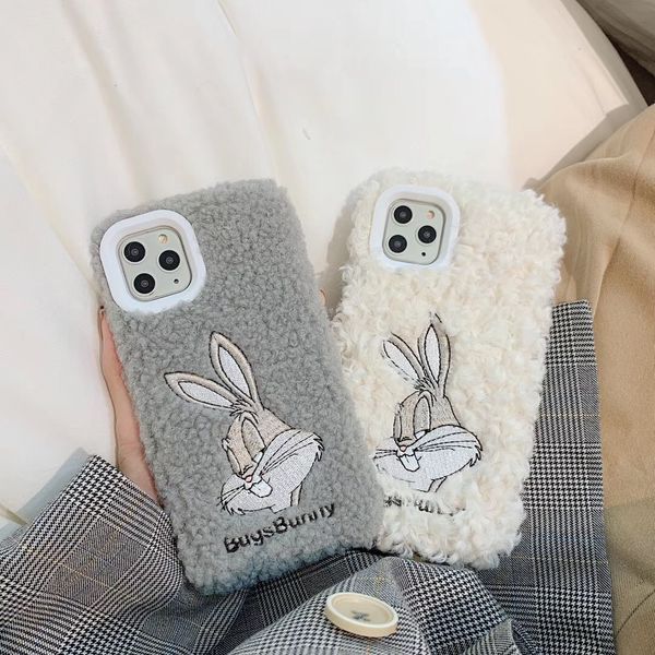 

autumn and winter cute rabbit starling plush phone case + iphone 7 8 plus x xr xs 11pro max perfect protection phone