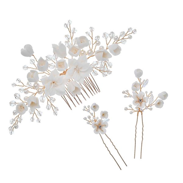 

gibsonbridal gold silver hair comb pins wedding hair accessories jewelry handmade bridal headpiece, Golden;white
