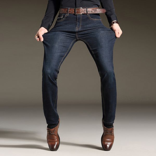 

2019 new business mens classic denim jeans slim fit pants high stretch fashion skinny male vintage jeans, Blue