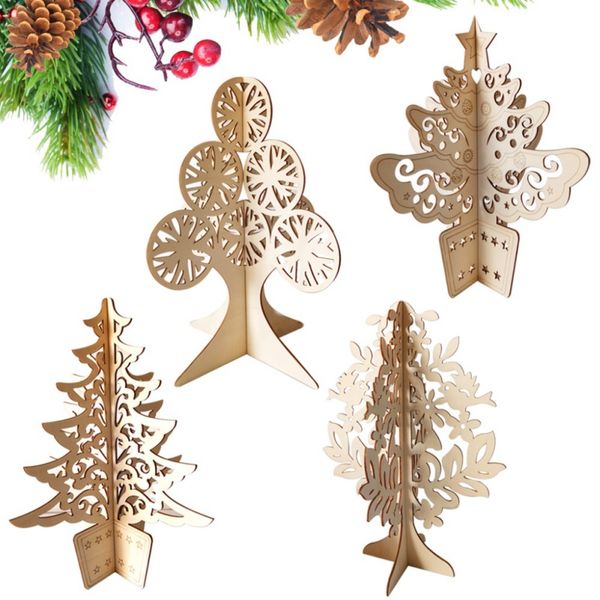 

christmas tree wooden craft diy assembly 3d hollow deskornaments kids gift christmas decoration for home kerst decoratie