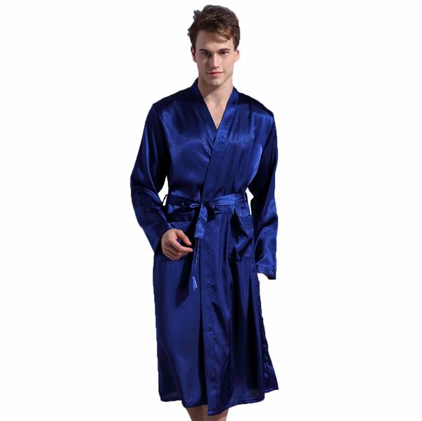 

long sleeve chinese men rayon robes gown new male kimono bathrobe navy blue sleepwear nightwear pajamas s  l xl xxl ja010, Black;brown