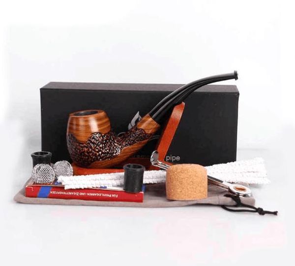 Nuovo set di pipe per tabacco di marca Lutan intagliato a mano, set completo di accessori per sigarette trovato in lotti