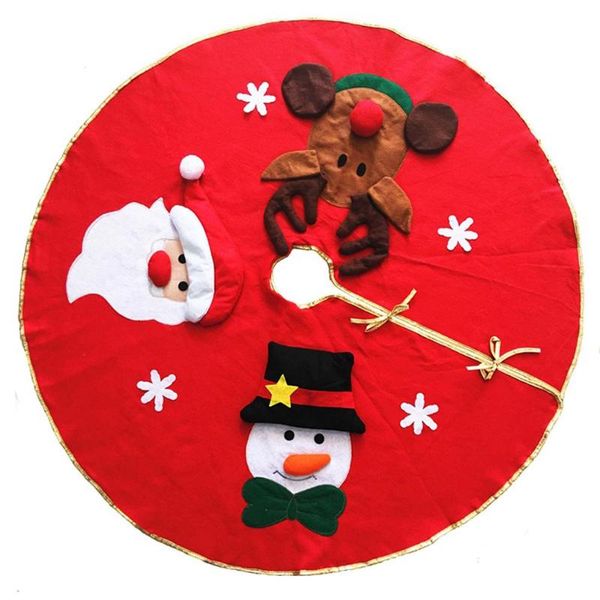 

100cm red embroidered non-woven christmas tree skirt xmas home ornament