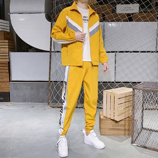 

men's tracksuits spring and autumn sports jacket set men casual mens fashion jogger two piece sportwear hommes waterproof tracksuit hh5, Gray