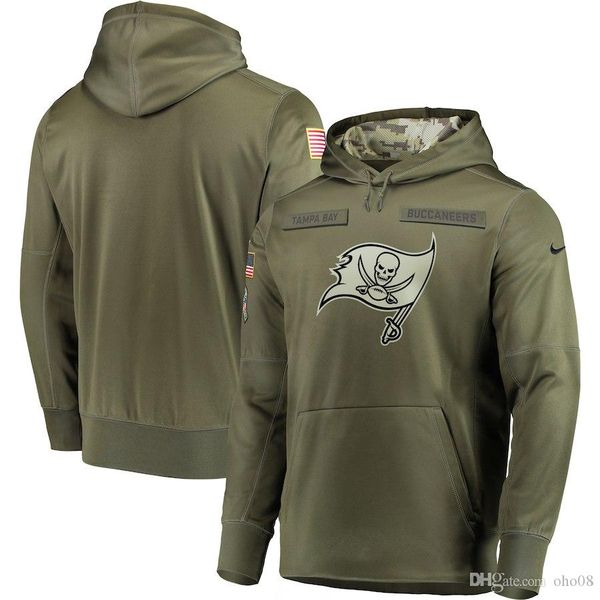 

new mens tampa bay buccaneers sweatshirt olive salute to service sideline therma performance pullover hoodie, Blue;black