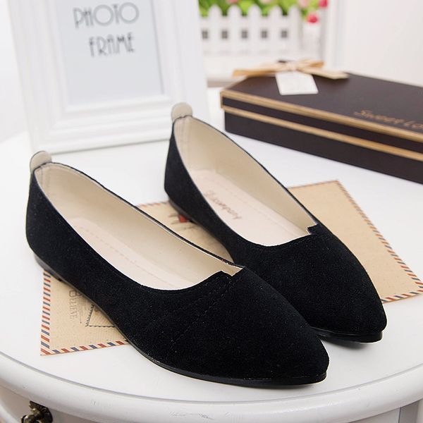 

peas shoes women 2019 new flat shoes women pointed solid color cotton ladies asakuchi women's spring and autumn, Black