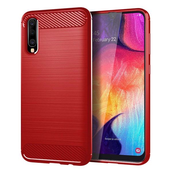 

for samsung galaxy a50 case carbon fiber shock resistant brushed textureanti-fingerprint flexible soft tpu phone protective cover
