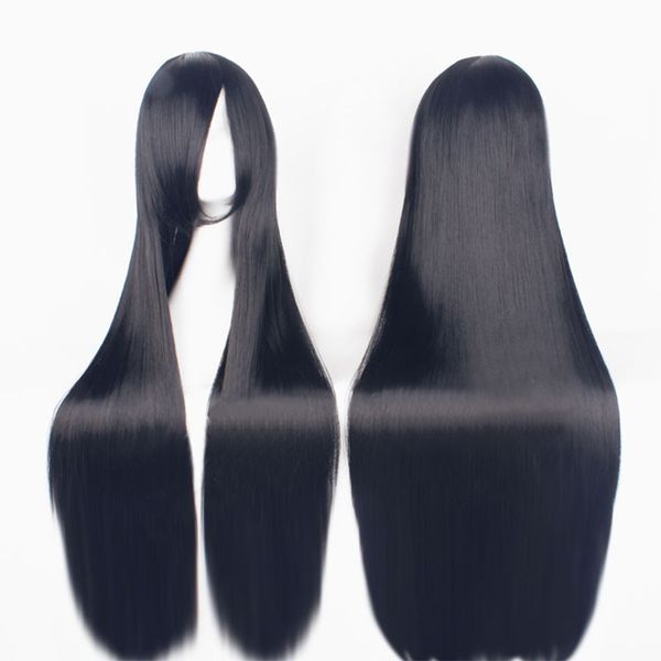 

cosplay wig harajuku style long black straight hair artificial high temperature fiber headwear 100cm 39in