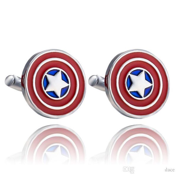 

captain america french shirt cufflinks mens luxury wedding father groom groomsmen gift cuff links mb ornaments jewelry, Silver