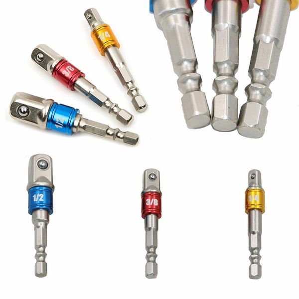 

3pcs 1/2 3/8 1/4 inch drill chuck adapter bit socket holder with ball bearing