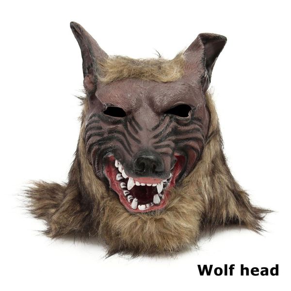 

cosplay latex rubber wolf head hair mask gloves, novelty animal full mask halloween role play fancy dress party costume