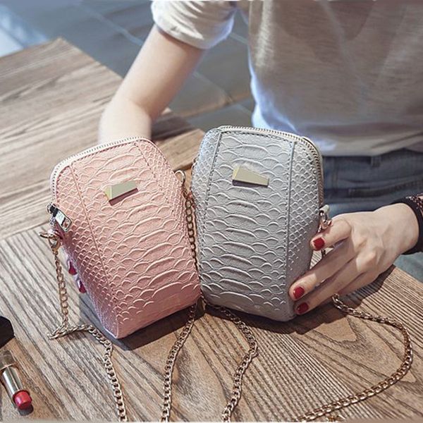 

2017 alligator crocodile leather mini women bag fashion small change purse women crossbody bag chain handbag messenger