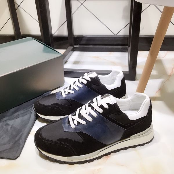 

new styl men casual high shoes genuine leather fashion lace-up solid colors flat with box casual shoes, Black