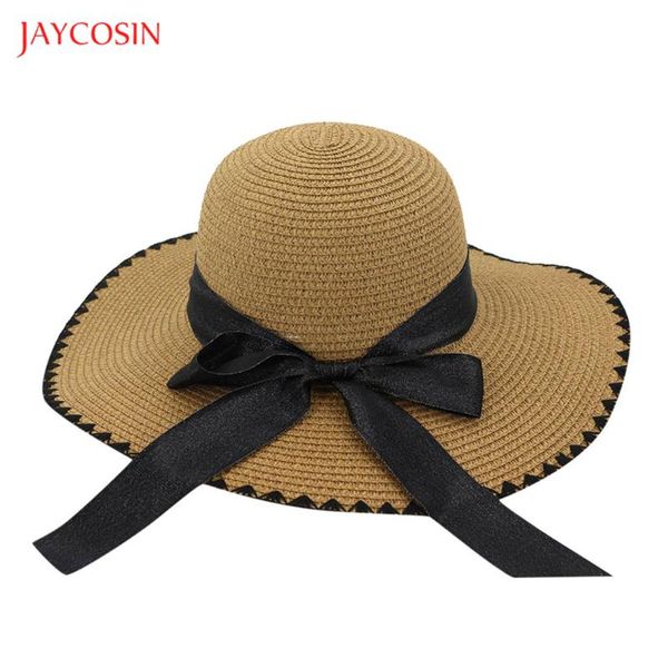 

jaycosin women sun hats small bee straw hat european and american retro gold braided hat with bow ribbon female loose visors cap, Blue;gray