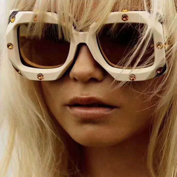 

pawxfb 2019 new italian square diamond sunglasses women men retro oversized sunglasses female male vintage big frame shades, White;black