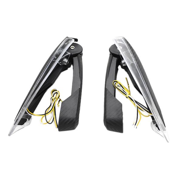 

1 pair led motorcycle drl turn signal brush handle bar handguards wind deflector