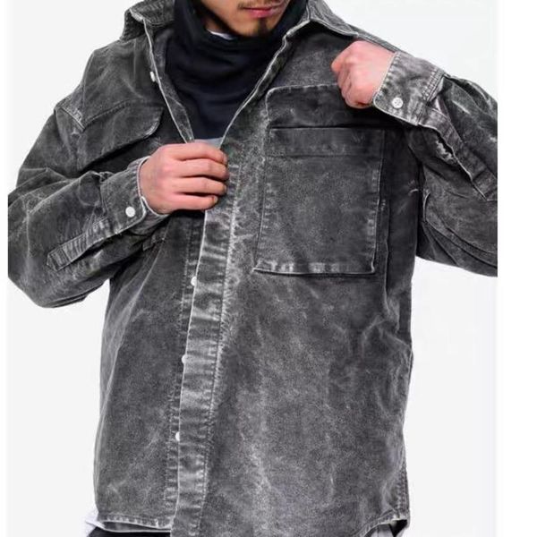 

19fw luxury european make old washed grey jackets fashion oversize loose coat couples women men's designer jackets hfyyjk012, Black;brown