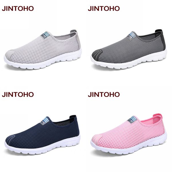 

jintoho summer breathable mesh men shoes lightweight men flats fashion casual male shoes brand designer men loafers, Black