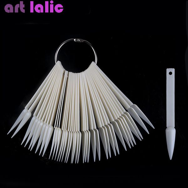

false nails nail art fan shaped display card template polish gel color swatches plastic manicure foldable practice board tool, Red;gold