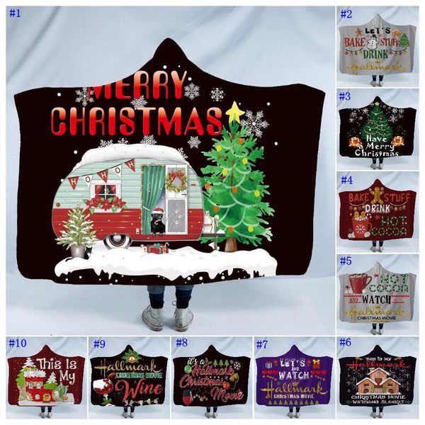 

christmas winter wearable hooded blanket for kids adults warm decoration soft bed home throw sofa blankets mma2391