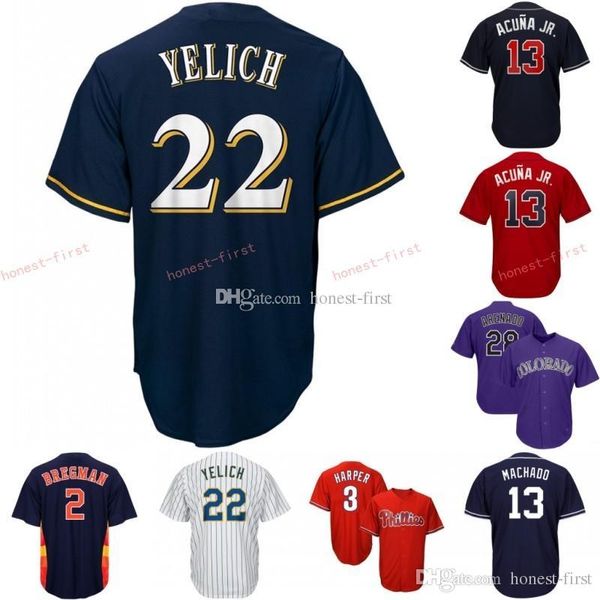 

X22 Christian Yelich Milwaukee Cheap Brewers Embroidery Men's Majestic Alternate Blue White Official Cool Base Player Baseball Cheaps