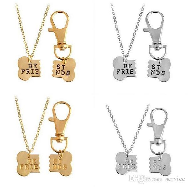 

10sets friends pendant necklace stitching pet dog bones master necklace dog license pendant necklaces 2017 jewelry, Silver