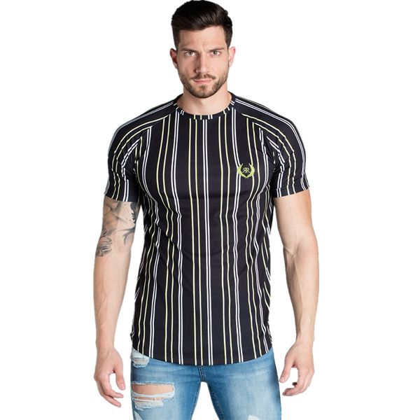 

gianni kavanagh short sleeve t shirt men fitness slim street blue t-shirt siksilk gyms tees summer fashion casual clothi, White;black