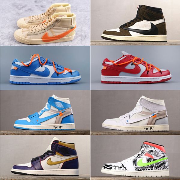 

off-white x air jordan 1 basketball shoes designer blazer mid running shoes luxury union x supereme sport sneakers, Black