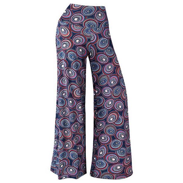 

2019 womens vintage ethnic print flare pants women mid waist full length pants trousers casual pantalones streetwear femme, Black;white